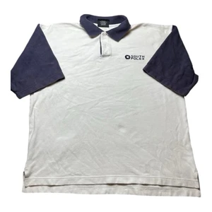 Southpole Herren XL Poloshirt Soft Fleece Streifen Y2K Hip Hop Relaxed Fit - Weiß - Bild 1 von 8
