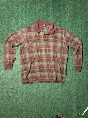 Polo Ralph Lauren Red Plaid Long Sleeve Polo Shirt 90s/Y2k Vintage XL - Image 1 of 4