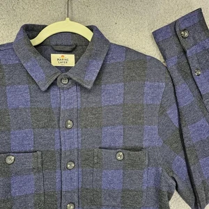 Marine Layer Shirt Mens Small Blue Black Plaid Flannel Button Up Long Sleeve - Picture 1 of 11