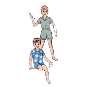 Vintage 60s Sewing Pattern Toddler Boy's Shirt Shorts Swim Trunks Butterick 9287 - Picture 1 of 3
