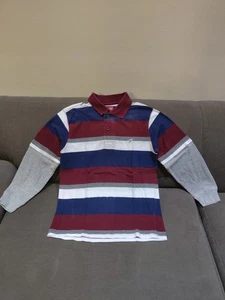WRANGLER Boys' Striped Cotton Long Sleeve Polo Shirt, size 8 M - Picture 1 of 4