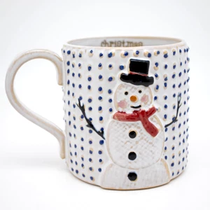 Mud Pie Home SCHNEEMANN Weihnachten 3D Kaffeebecher 16 Oz. - Bild 1 von 4