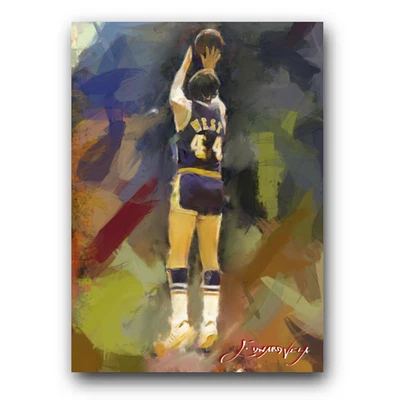 Tarjeta de arte limitada Jerry West #16 40/50 firmada por Edward Vela (Los Angeles Lakers) Foto 1 de 2