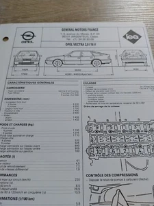 Opel Vectra 2.0 16v 16s Fiche Technique Regla tech 1993 6 Pages Vectra 2.0 16 S - Picture 1 of 2