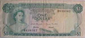 1968 Bahamas Monetary Authority One Dollar Note, for Money Gift or Collection - Picture 1 of 4