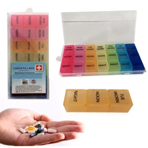 7 Day Pill Box Organizer Weekly Medicine Vitamins Storage Container Travel Case - Picture 1 of 1