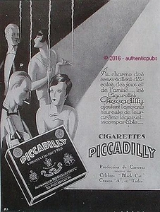 REKLAME PICCADILLY ZIGARETTEN BLACK CAT CRAVEN A SIGNE LORENZI VON 1928 AD PUB - Bild 1 von 1