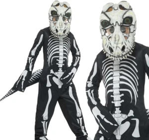 Child Deluxe T-Rex Skeleton Costume Halloween Dinosaur Boys Fancy Dress S-L - Picture 1 of 5