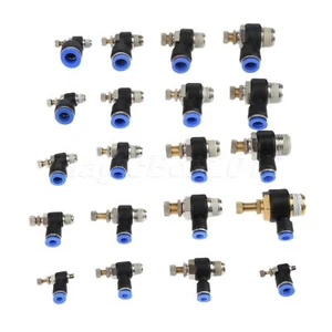 Various of Threaded Push in Elbow Fitting Speed Flow Control Pneumatic Connector - Picture 1 of 26