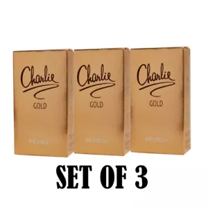 Charlie Gold By REVLON Eau De Toilette 3.4 oz For Women (Set of 3) - Picture 1 of 4
