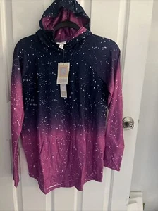 NWT LulaRoe Unicorn Amber Galaxy Purple/pink Hoodie Shirt Sz Medium/m Wow! - Picture 1 of 6