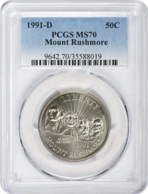 1991-D Mount Rushmore Commemorative Half Dollar MS70 PCGS - Image 1 of 2
