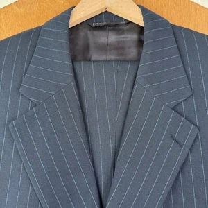 Paul Dione Suit Mens 50R Navy Blue Pinstripe 2 Button 100% Wool Pants 42x28 - Picture 1 of 22