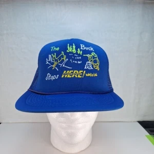 De colección Divertido Caza Camionero Sombrero Gorra Malla Snapback Azul "¡The Buck Stop Here!" - Imagen 1 de 6