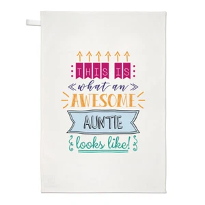 This Is What An Awesome Auntie Looks Like Tea Towel Dish Cloth - Funny Present - Picture 1 of 1