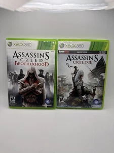 Lotto bundle giochi completi Assassins Creed 3 III e Brotherhood Xbox 360 CIB - Foto 1 di 6