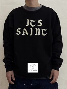GOTOFREE MEN CREW NECK HOODIE SWT BLACK LONG SLEEVE FLEECE JUMPER SWEATSHIRT - Picture 1 of 10
