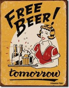 Bier Schild Poster retro Dekoration Fun Vintage Design Freibier *819 - Bild 1 von 3