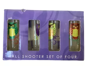 TMD Holdings Tall OWL Shot Glasses Shooters Set of Four in original box - Picture 1 of 8