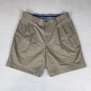 Brooks Brothers Advantage Chino Shorts Mens Size 34W Beige Pleated Stretch - Picture 1 of 5