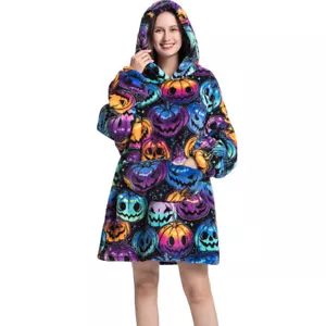 35 Colors! Blanket Ultra Soft Fleece Fur Halloween Hoodies Loungewear Dress PLUS - Picture 1 of 46