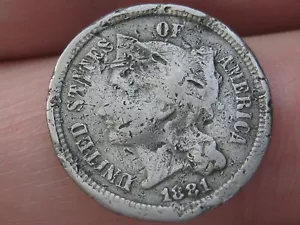 1881 Three 3 Cent Nickel 3CN- VG/Fine Details - Picture 1 of 3