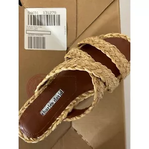 Charles David Women’s Size 5.5 Raffia Strappy Slide Flat Sandals NEW - Picture 1 of 9