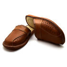 Mens Leather Slippers Shoes Comfort Sandals Slip On Mules Brown Size 6-12