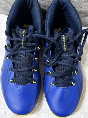 Under Armor Youth lockdown Blue And Yellow Shoes Size 6, Barely Worn - Image 1 of 4
