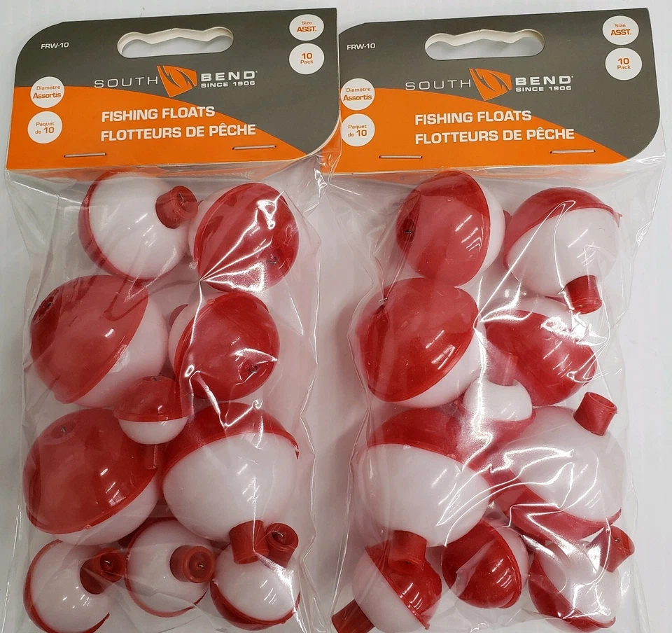 2-10PK Fishing Snap on Round Float Assortment Bobbers Southbend 20 Bobbers
