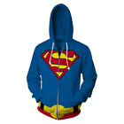 Super Hero Superman Hoodie Sweatshirt 3D Hooded Coat Jacket Zip Up Costume
