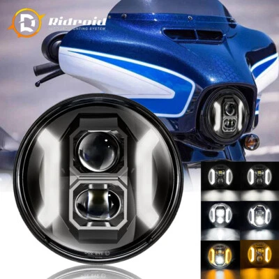 Motorcycle 7" LED Headlight DRL For Harley Cafe Racer Honda CB Rebel 250 750 - Image 1 of 4