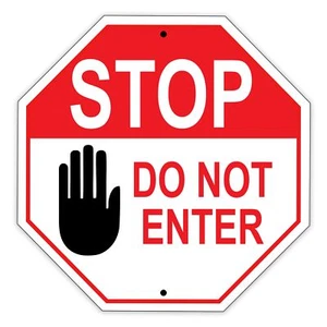 Letrero rojo Stop Do Not Enter decoración pared carretera novedad aviso calle aluminio metal - Imagen 1 de 1
