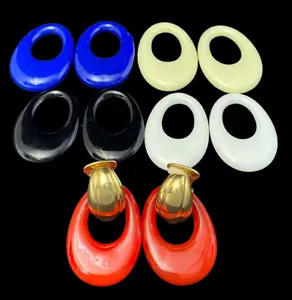 Vtg Kenneth Jay Lane Stone Knocker Hoop Earrings Interchangeable lot colorful - Picture 1 of 6