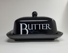 Create by Just Mugs Black Ceramic Covered Butter Dish