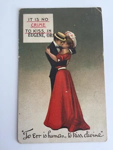 Antique Postcard It's No Crime to Kiss in Eugene Oregon Posted 1910 - Bild 1 von 6