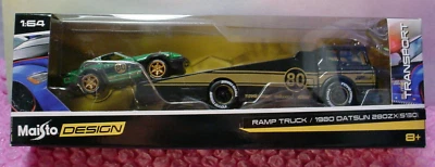 Maisto  RAMP TRUCK / 1980 DATSUN 280ZX (S130) ✰green;black;JDM✰ELITE TRANSPORT ✰ - Image 1 of 4