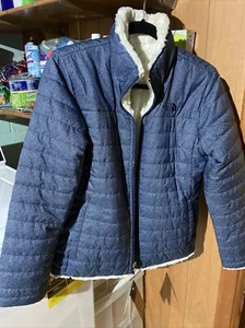 The North Face Girls Reversible Sherpa Jacket Size Youth XL (18) Denim BLUE - Picture 1 of 6