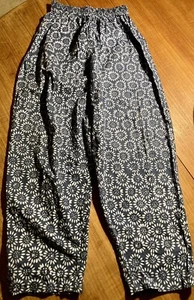 Kids A Go Go, Blue Flower Batik Cotton Trousers, Girls Size 12 Yrs - Picture 1 of 7
