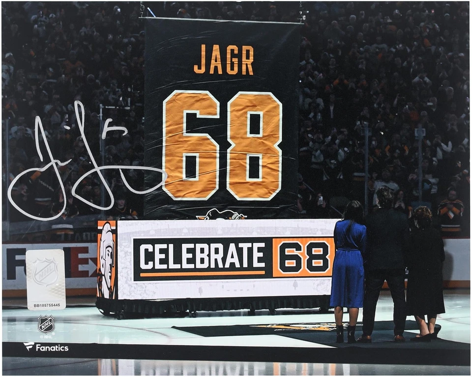 Jaromir Jagr Pittsburgh Penguins Firmado 8" x 10" Jersey Noche Retiro Foto Foto 1 de 1
