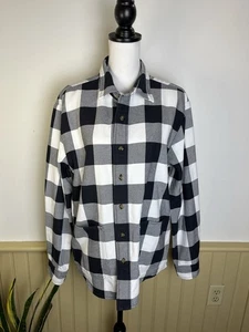 AYR Dive Buffalo Plaid Shirt Jacket Black White Mens M Heavy Cotton Flannel Top - Picture 1 of 15
