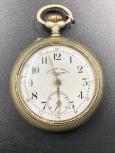 Seltene Straßenbahn Taschenuhr von Moeris Tank Markings um 1890 antik funktioniert 52mm - Bild 1 von 15