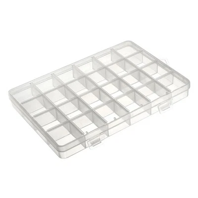 193x132x22mm Clear White Component Storage Box CONTAINERS TOOL 24 Grids Boxes - Image 1 of 4