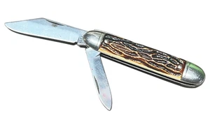 Navaja de Bolsillo Colonial Vintage Agarre de Madera 2 Hojas Hecha en EE. UU. Hoja Inoxidable Plegable - Imagen 1 de 12