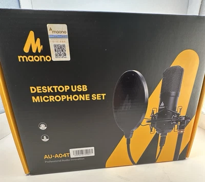 Never Opened Maono AU-A04T USB Microphone Kit - Pro Desktop Podcast Mic Set - Image 1 of 3