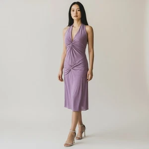 Vestido Halter Fiesta Y2k Elastizado Púrpura Vintage Años 20 40 Estilo Rockabilly Mediano - Imagen 1 de 8