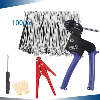 NBJINGYI Stainless Steel Zip Ties Gun Kit Heavy Duty Fastening Cable Tie Tool Set