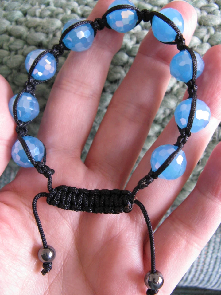 NEW RUSTIC OCEAN BLUE AUSTRIAN CRYSTAL CUFF  BRACELET W/ HEMATITE STONE BEADS - Image 1 of 1