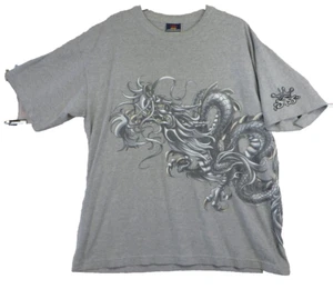 T-shirt vintage anni 90 00 Y2K JNCO Jeans Wrap Graffiti Dragon Skater grigia taglia XL - Foto 1 di 8