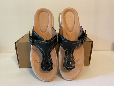 Patrizia by Spring Step 39 Black Faux Leather Thong Buckel Sandle Size 8.5 - Image 1 of 4